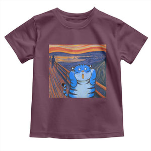 Blue Tiger Scream Toddler T Shirt Cute Animal Anime Demon Aesthetic Painting TS10 Maroon Print Your Wear
