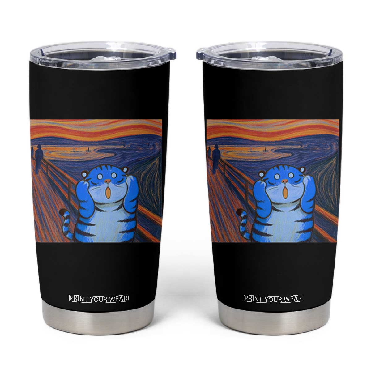 Blue Tiger Scream Tumbler Cup Cute Animal Anime Demon Aesthetic Painting TS10 Black Print Your Wear