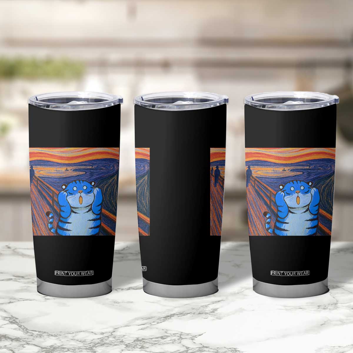 Blue Tiger Scream Tumbler Cup Cute Animal Anime Demon Aesthetic Painting TS10 Print Your Wear