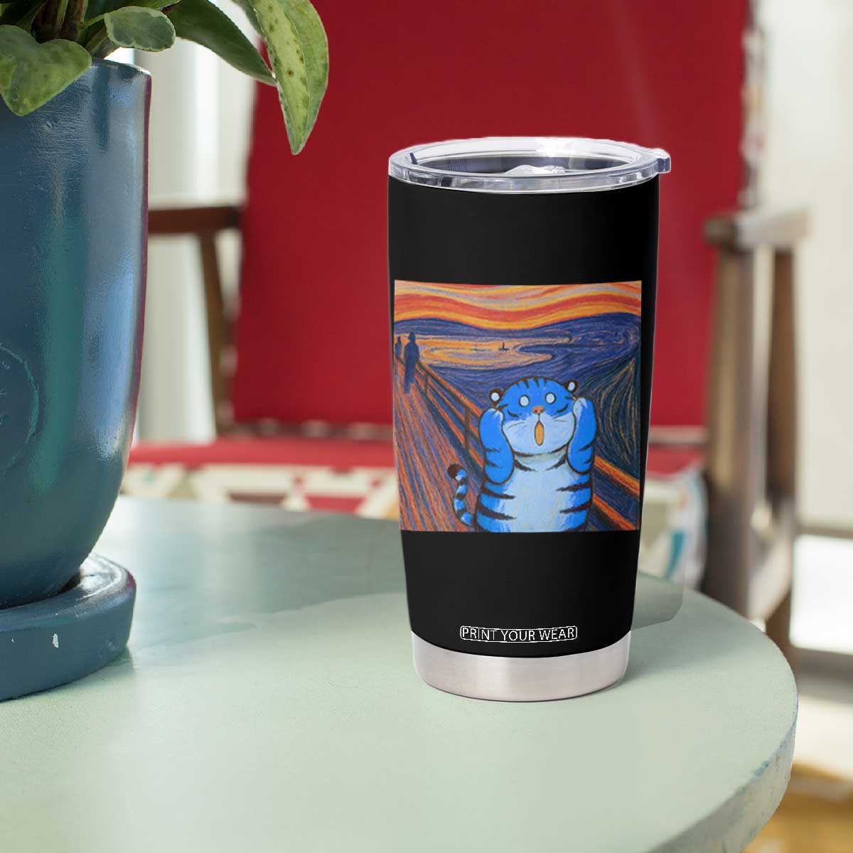 Blue Tiger Scream Tumbler Cup Cute Animal Anime Demon Aesthetic Painting TS10 Print Your Wear