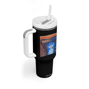 Blue Tiger Scream Tumbler With Handle Cute Animal Anime Demon Aesthetic Painting TS10 Print Your Wear