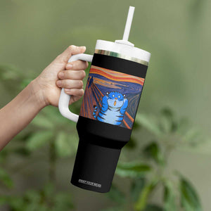 Blue Tiger Scream Tumbler With Handle Cute Animal Anime Demon Aesthetic Painting TS10 Print Your Wear