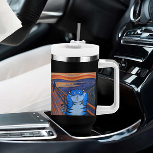 Blue Tiger Scream Tumbler With Handle Cute Animal Anime Demon Aesthetic Painting TS10 Print Your Wear