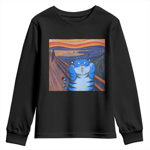 Blue Tiger Scream Youth Sweatshirt Cute Animal Anime Demon Aesthetic Painting TS10 Black Print Your Wear