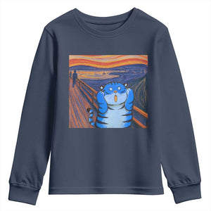 Blue Tiger Scream Youth Sweatshirt Cute Animal Anime Demon Aesthetic Painting TS10 Navy Print Your Wear