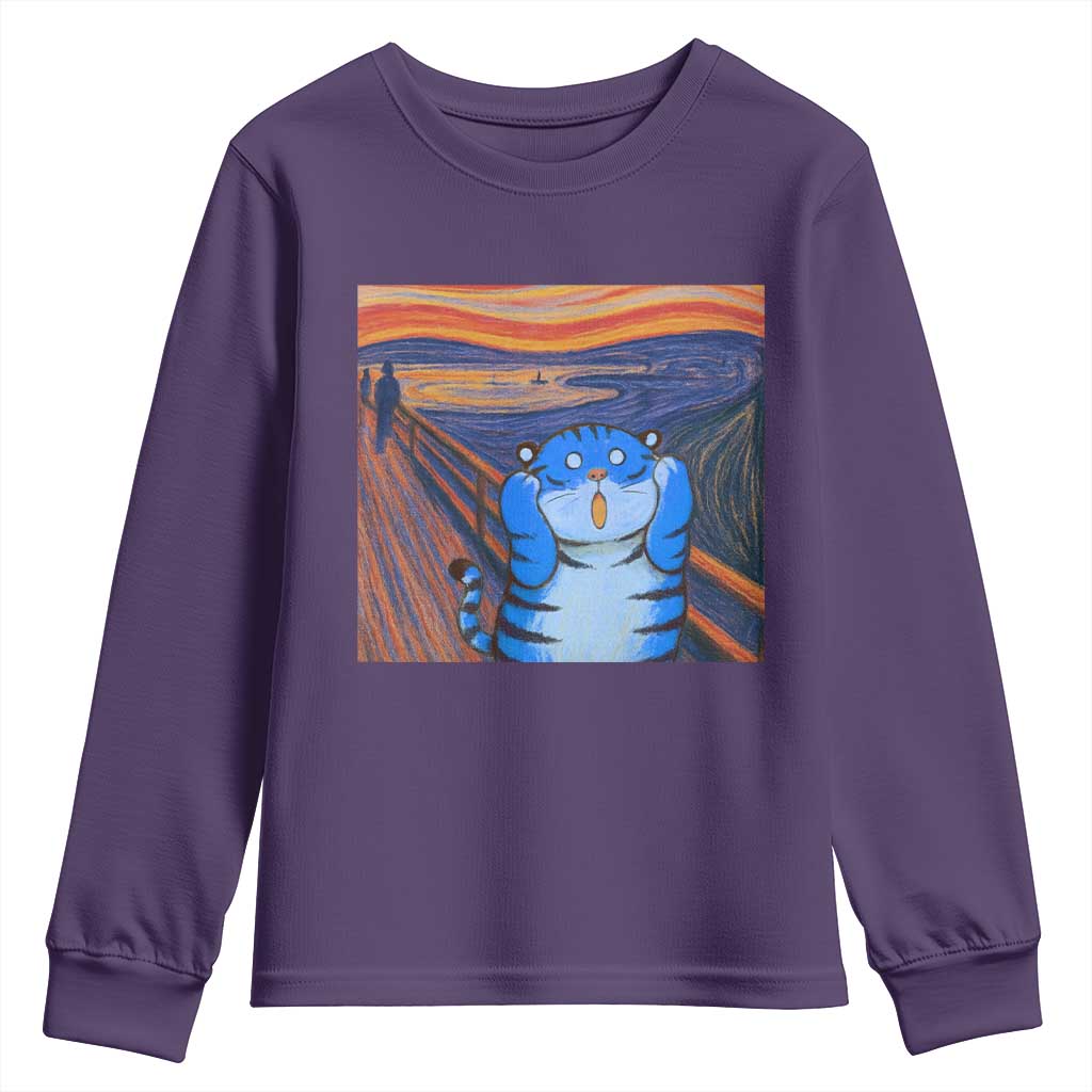 Blue Tiger Scream Youth Sweatshirt Cute Animal Anime Demon Aesthetic Painting TS10 Purple Print Your Wear