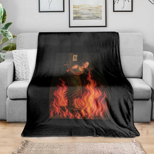 Funny Halloween Witch Throw Blanket Witch Lighting Cigarette With Flames Occult Unholy TS10 Print Your Wear