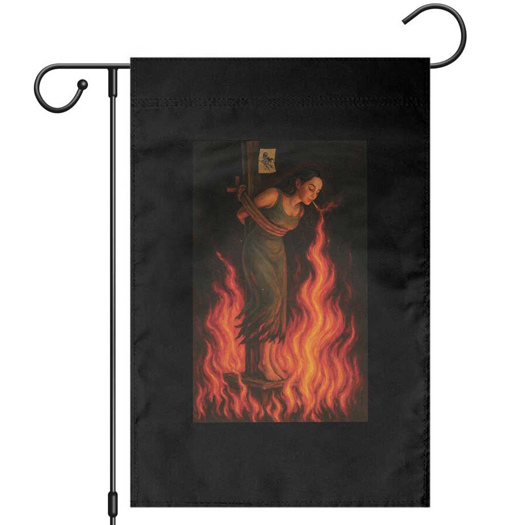 Funny Halloween Witch Garden Flag Witch Lighting Cigarette With Flames Occult Unholy TS10 Black Print Your Wear