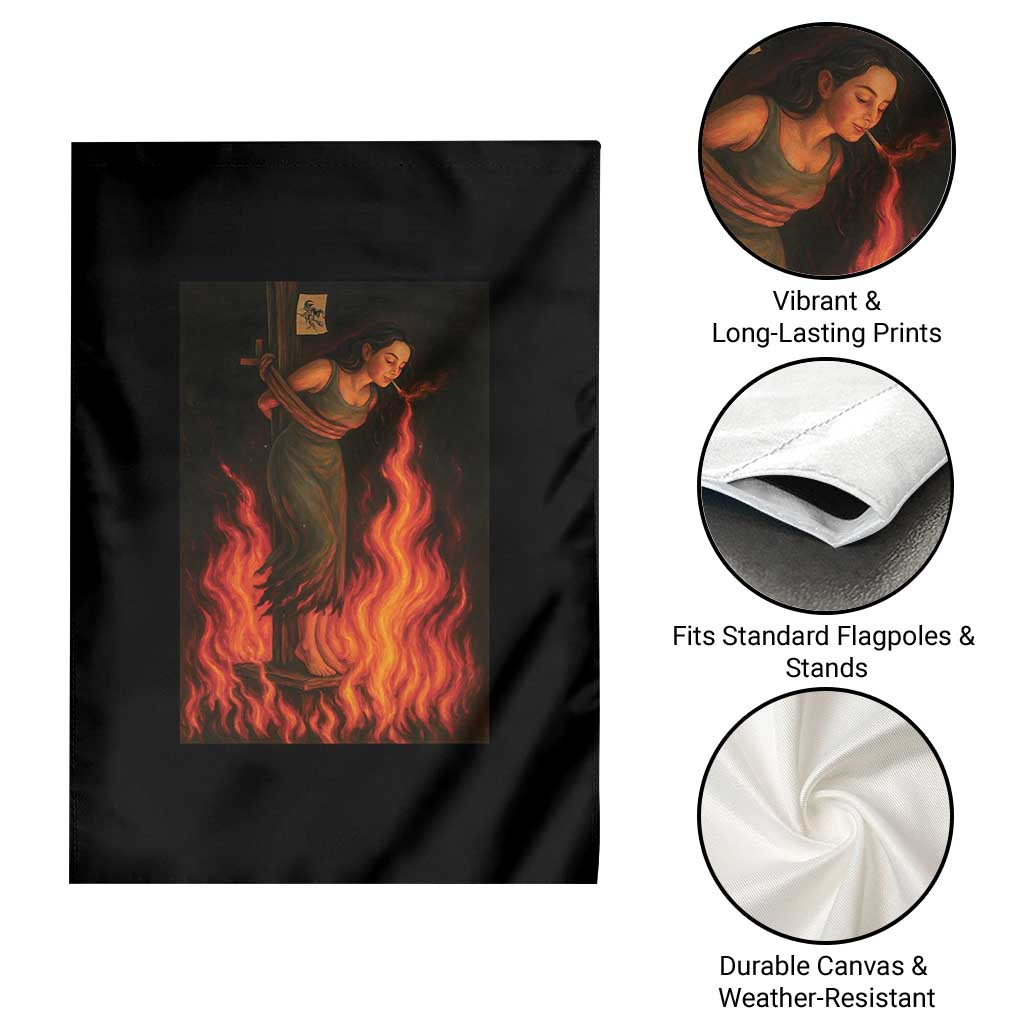 Funny Halloween Witch Garden Flag Witch Lighting Cigarette With Flames Occult Unholy TS10 Print Your Wear
