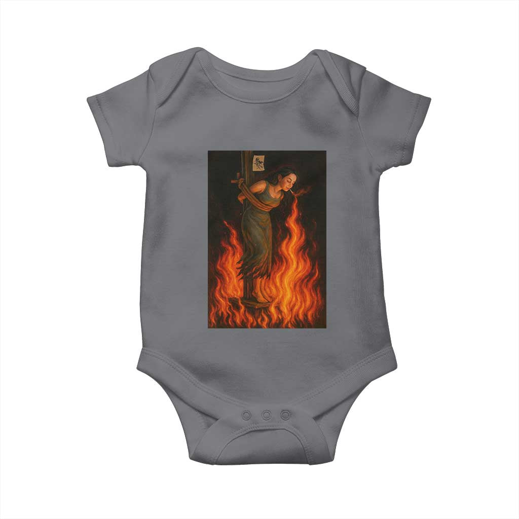 Funny Halloween Witch Baby Onesie Witch Lighting Cigarette With Flames Occult Unholy TS10 Charcoal Print Your Wear