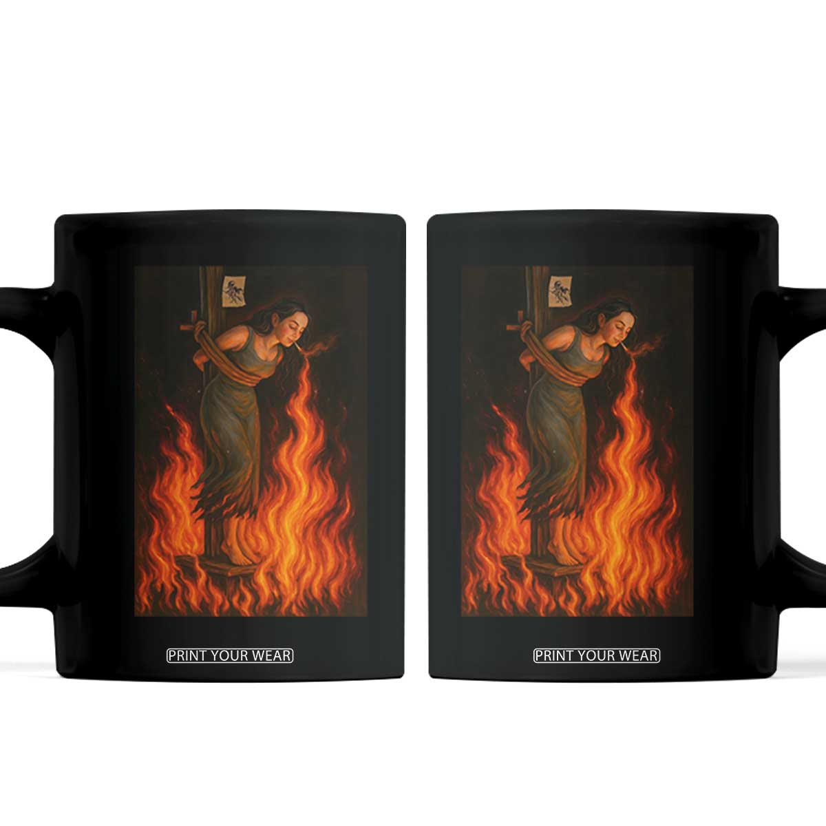 Funny Halloween Witch Coffee Mug Witch Lighting Cigarette With Flames Occult Unholy TS10 Black Print Your Wear