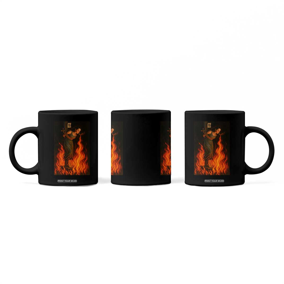 Funny Halloween Witch Coffee Mug Witch Lighting Cigarette With Flames Occult Unholy TS10 Print Your Wear