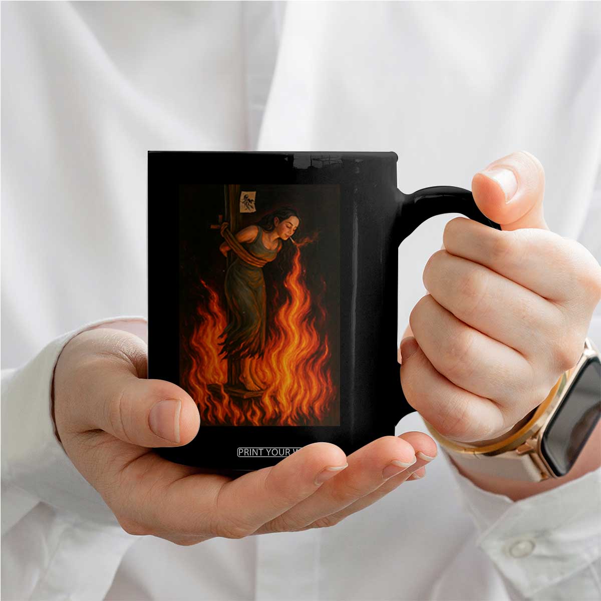 Funny Halloween Witch Coffee Mug Witch Lighting Cigarette With Flames Occult Unholy TS10 Print Your Wear