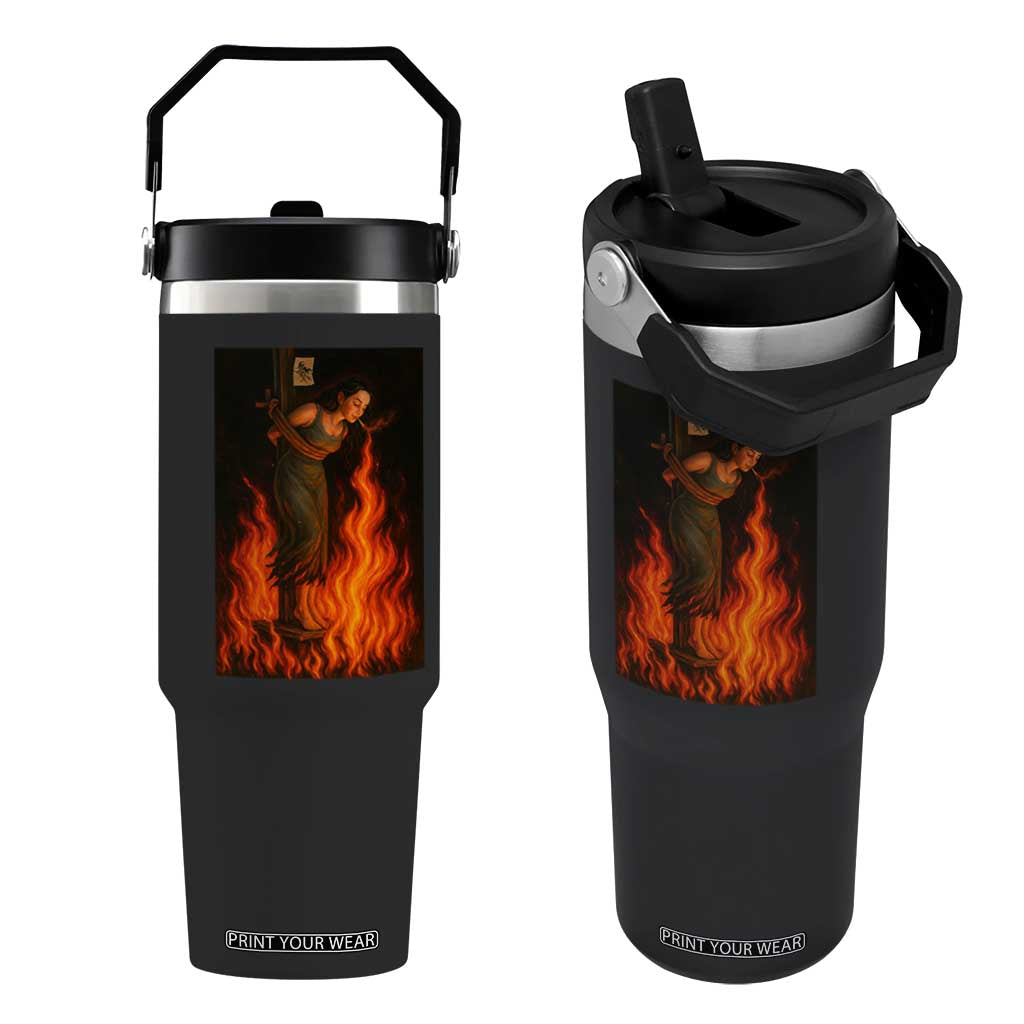 Funny Halloween Witch Flip Straw Tumbler Witch Lighting Cigarette With Flames Occult Unholy TS10 One Size: 30 oz Black Print Your Wear