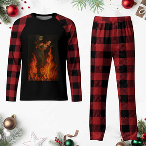 Funny Halloween Witch Plaid Pajama Set Witch Lighting Cigarette With Flames Occult Unholy TS10 Buffalo Plaid Print Your Wear