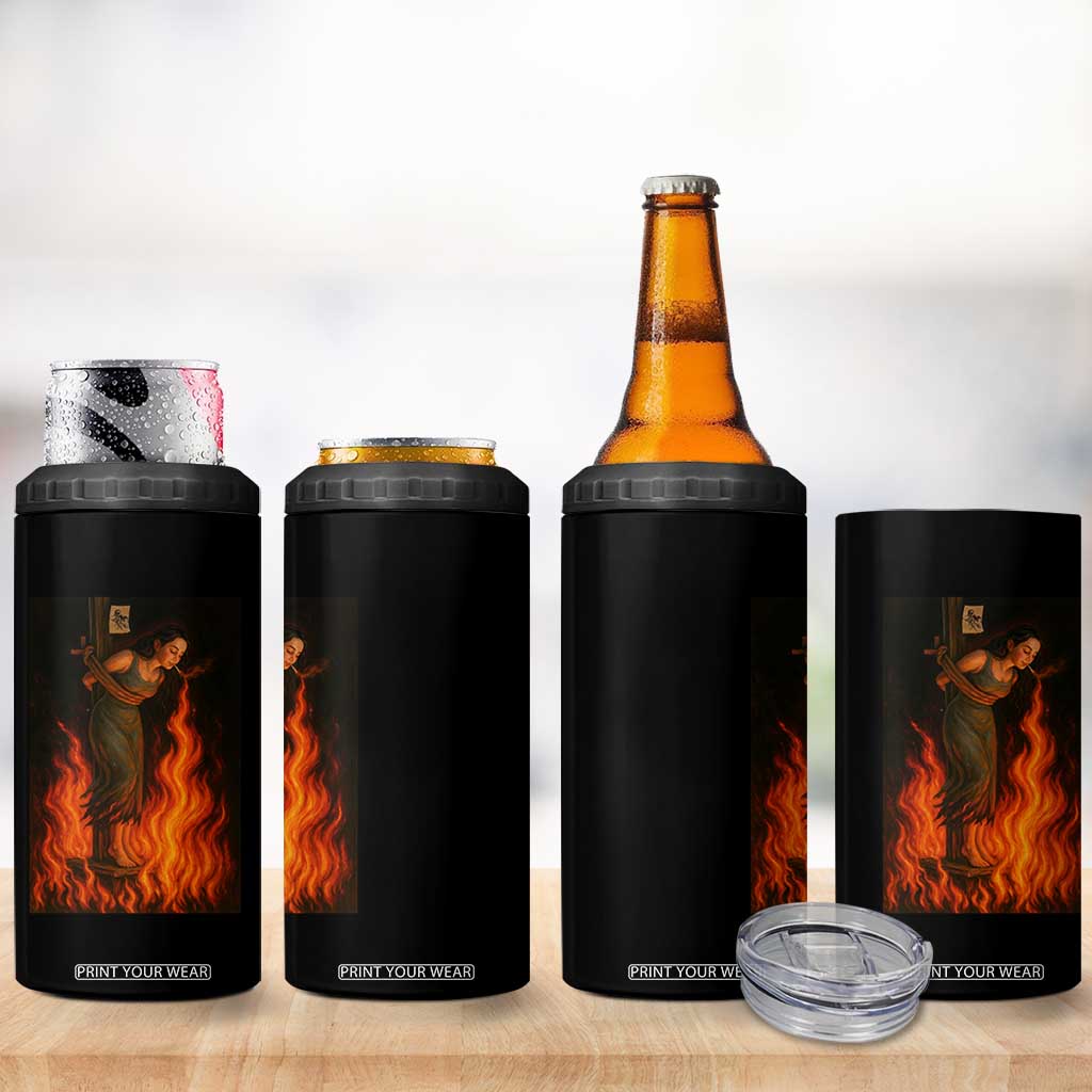 Funny Halloween Witch 4 in 1 Can Cooler Tumbler Witch Lighting Cigarette With Flames Occult Unholy TS10 Print Your Wear