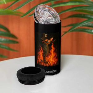 Funny Halloween Witch 4 in 1 Can Cooler Tumbler Witch Lighting Cigarette With Flames Occult Unholy TS10 Print Your Wear