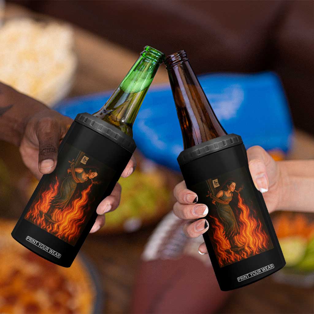 Funny Halloween Witch 4 in 1 Can Cooler Tumbler Witch Lighting Cigarette With Flames Occult Unholy TS10 Print Your Wear