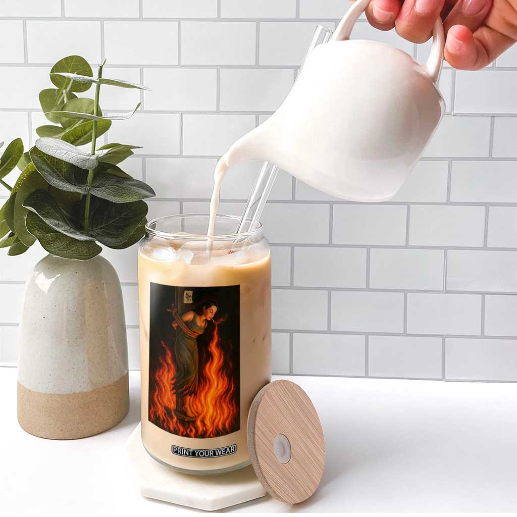 Funny Halloween Witch Glass Can Witch Lighting Cigarette With Flames Occult Unholy TS10 Print Your Wear