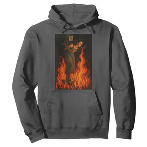 Funny Halloween Witch Hoodie Witch Lighting Cigarette With Flames Occult Unholy TS10 Dark Heather Print Your Wear