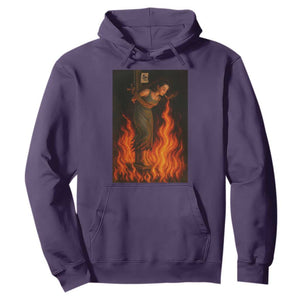 Funny Halloween Witch Hoodie Witch Lighting Cigarette With Flames Occult Unholy TS10 Purple Print Your Wear