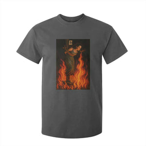 Funny Halloween Witch T Shirt For Kid Witch Lighting Cigarette With Flames Occult Unholy TS10 Dark Heather Print Your Wear