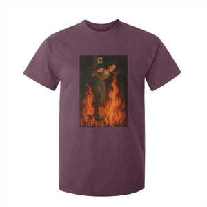 Funny Halloween Witch T Shirt For Kid Witch Lighting Cigarette With Flames Occult Unholy TS10 Maroon Print Your Wear