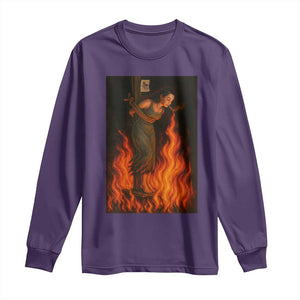 Funny Halloween Witch Long Sleeve Shirt Witch Lighting Cigarette With Flames Occult Unholy TS10 Purple Print Your Wear