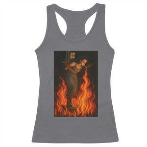 Funny Halloween Witch Racerback Tank Top Witch Lighting Cigarette With Flames Occult Unholy TS10 Charcoal Print Your Wear