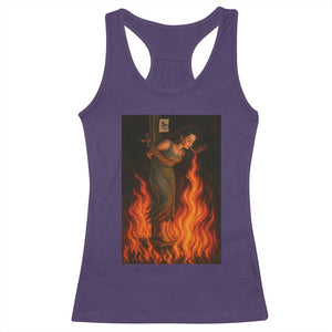 Funny Halloween Witch Racerback Tank Top Witch Lighting Cigarette With Flames Occult Unholy TS10 Purple Print Your Wear
