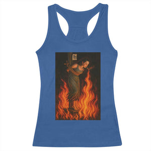 Funny Halloween Witch Racerback Tank Top Witch Lighting Cigarette With Flames Occult Unholy TS10 Royal Blue Print Your Wear