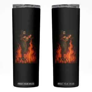 Funny Halloween Witch Skinny Tumbler Witch Lighting Cigarette With Flames Occult Unholy TS10 Black Print Your Wear