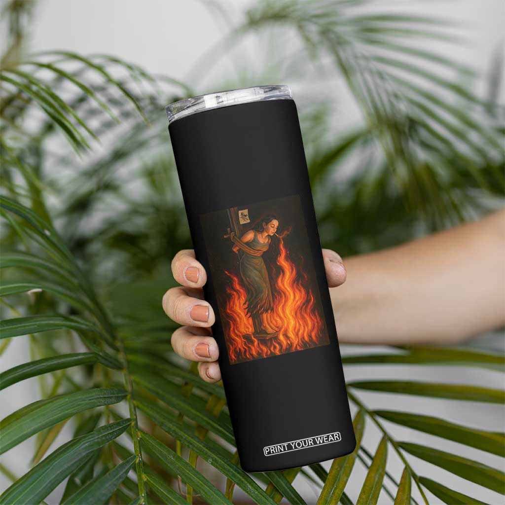 Funny Halloween Witch Skinny Tumbler Witch Lighting Cigarette With Flames Occult Unholy TS10 Print Your Wear