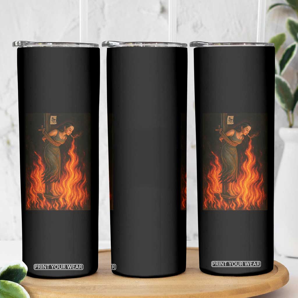 Funny Halloween Witch Skinny Tumbler Witch Lighting Cigarette With Flames Occult Unholy TS10 Print Your Wear
