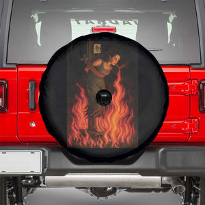 Funny Halloween Witch Spare Tire Cover Witch Lighting Cigarette With Flames Occult Unholy TS10 Black Print Your Wear