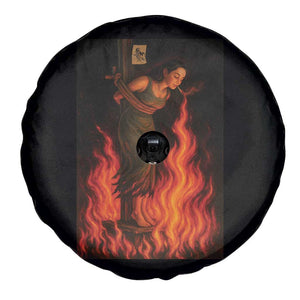 Funny Halloween Witch Spare Tire Cover Witch Lighting Cigarette With Flames Occult Unholy TS10 Print Your Wear