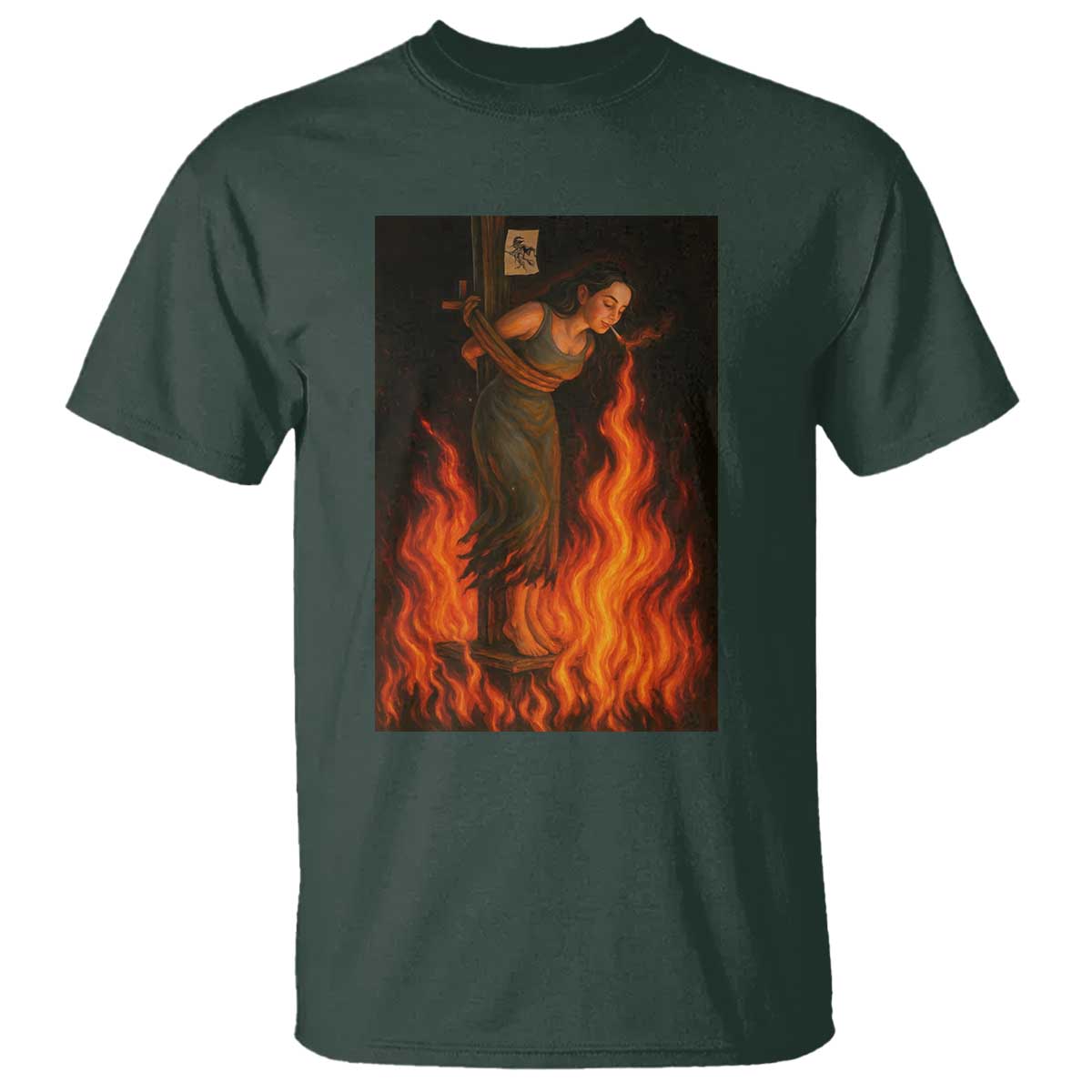 Funny Halloween Witch T Shirt Witch Lighting Cigarette With Flames Occult Unholy TS10 Dark Forest Green Print Your Wear