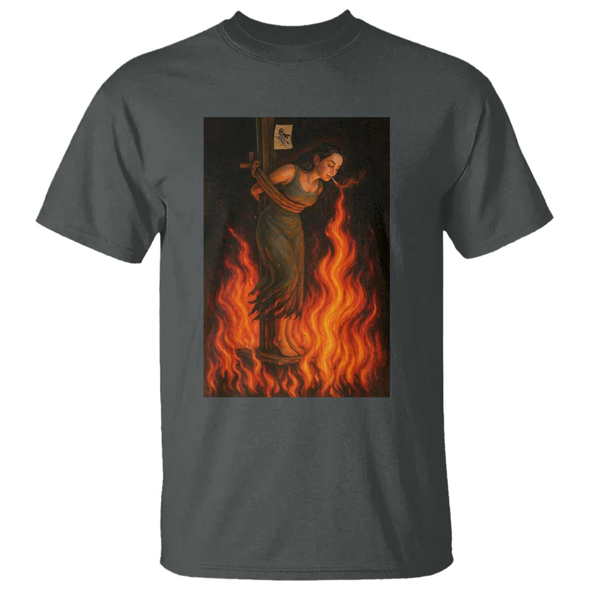 Funny Halloween Witch T Shirt Witch Lighting Cigarette With Flames Occult Unholy TS10 Dark Heather Print Your Wear