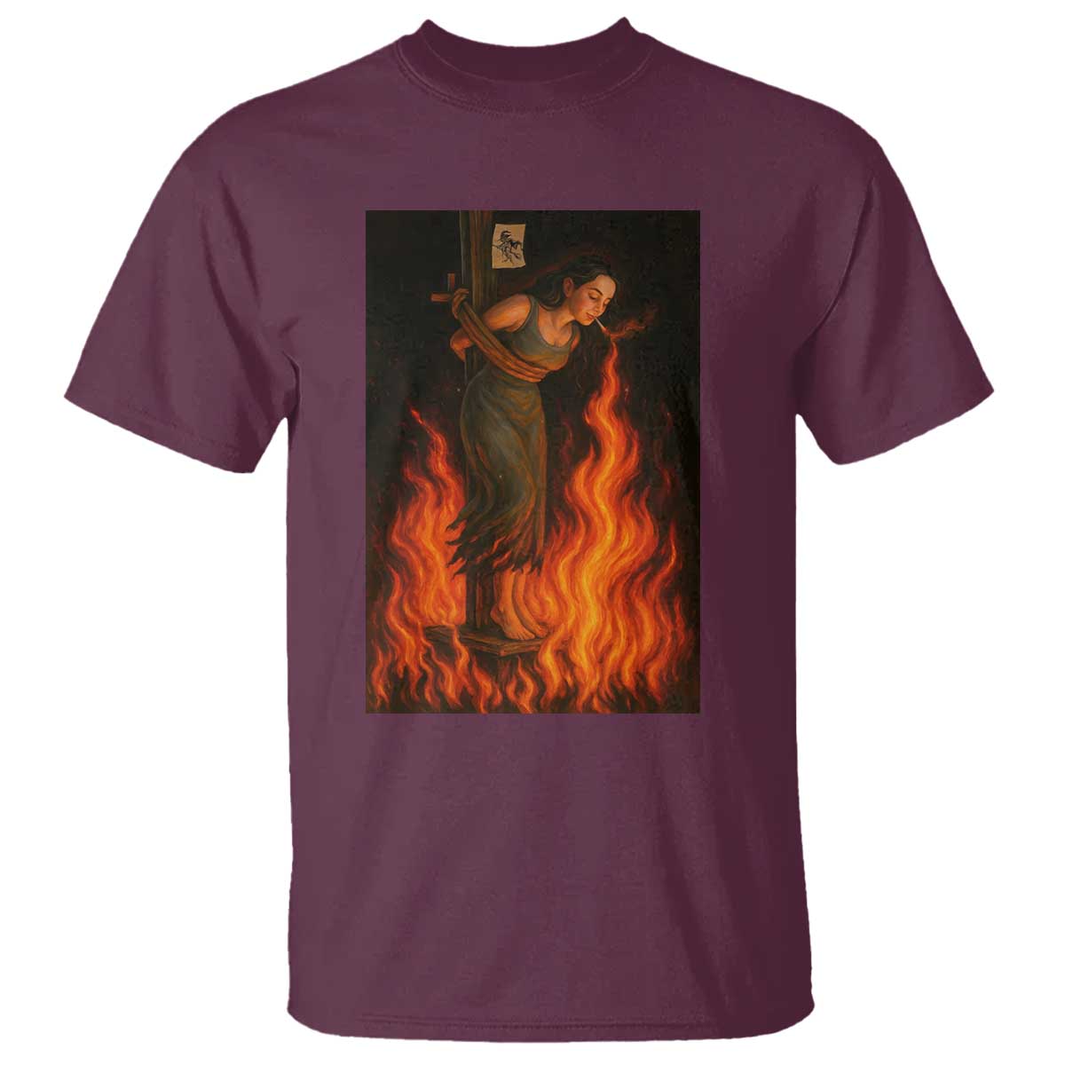 Funny Halloween Witch T Shirt Witch Lighting Cigarette With Flames Occult Unholy TS10 Maroon Print Your Wear