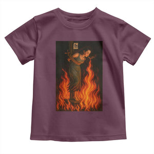 Funny Halloween Witch Toddler T Shirt Witch Lighting Cigarette With Flames Occult Unholy TS10 Maroon Print Your Wear