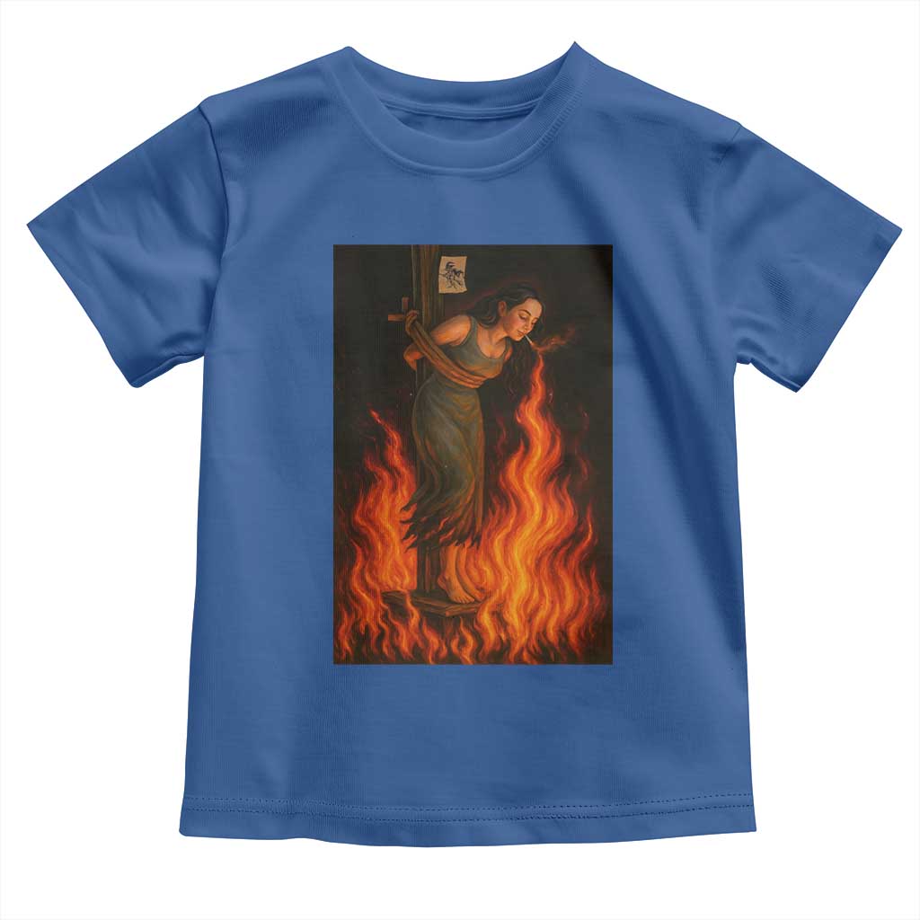 Funny Halloween Witch Toddler T Shirt Witch Lighting Cigarette With Flames Occult Unholy TS10 Royal Blue Print Your Wear