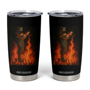 Funny Halloween Witch Tumbler Cup Witch Lighting Cigarette With Flames Occult Unholy TS10 Black Print Your Wear