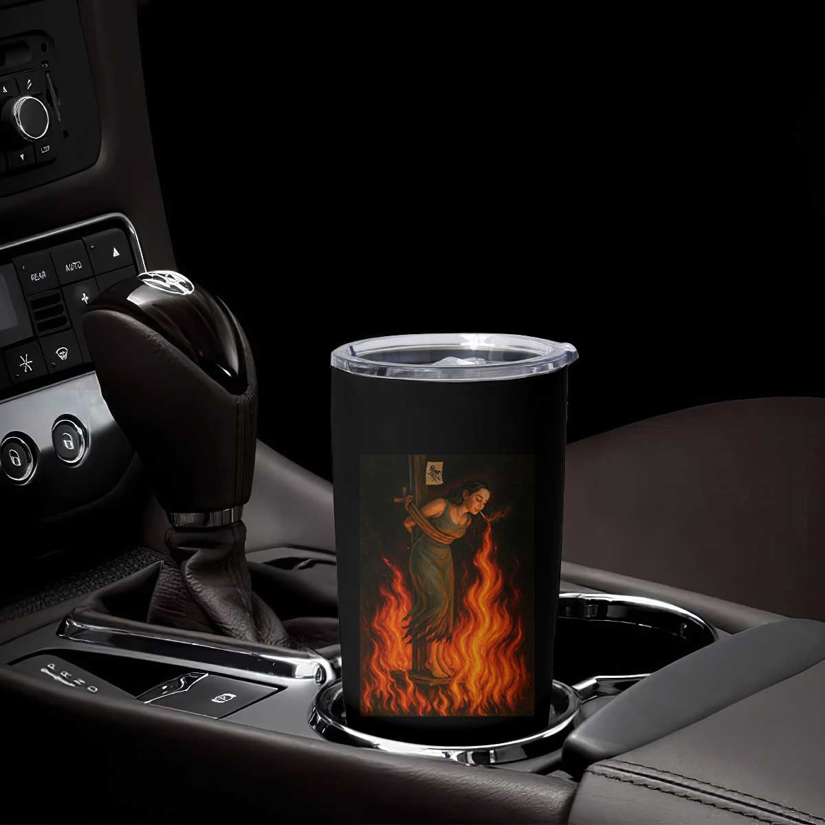 Funny Halloween Witch Tumbler Cup Witch Lighting Cigarette With Flames Occult Unholy TS10 Print Your Wear