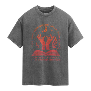Feminist Witch Washed Cotton T-Shirt They Didnt Burn Witches Women Halloween Feminism