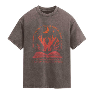 Feminist Witch Washed Cotton T-Shirt They Didnt Burn Witches Women Halloween Feminism