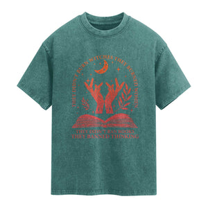 Feminist Witch Washed Cotton T-Shirt They Didnt Burn Witches Women Halloween Feminism