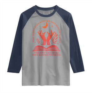Feminist Witch Raglan Shirt They Didnt Burn Witches Women Halloween Feminism TS10 Sport Gray Navy Print Your Wear