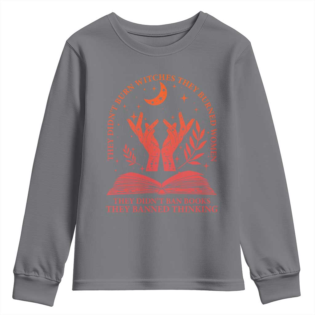 Feminist Witch Youth Sweatshirt They Didnt Burn Witches Women Halloween Feminism TS10 Charcoal Print Your Wear
