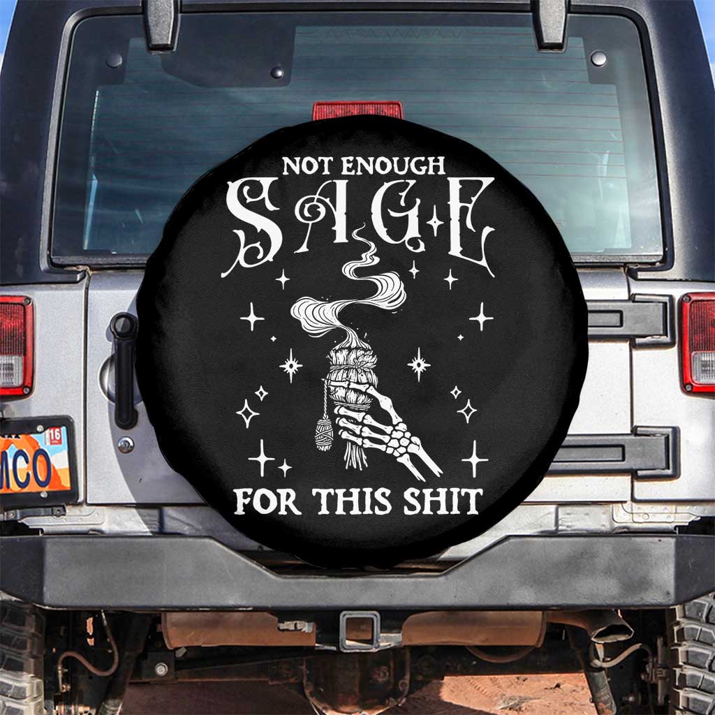 Vintage Witch Spare Tire Cover Spooky Skeleton Witchcore Not Enough Sage For This Shit TS10 No hole Black Print Your Wear