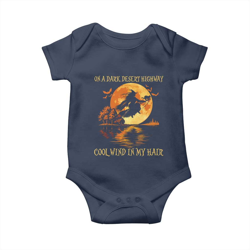 Funny Witch Baby Onesie On A Dark Desert Highway Cool Wind In My Hair TS10 Navy Print Your Wear